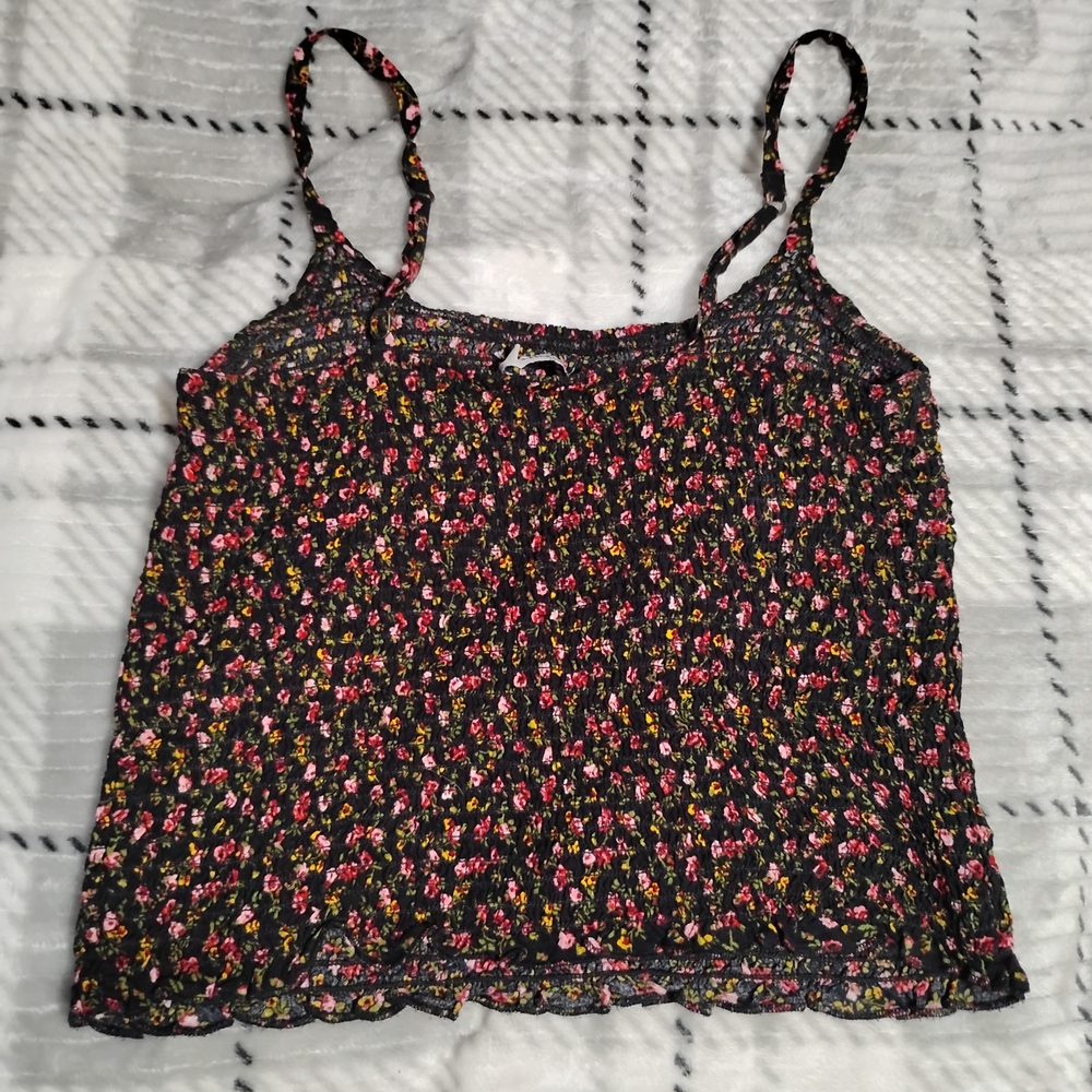🔴4 For $25🔴 Floral Black and Pink Camisole Top - Picture 3 of 7